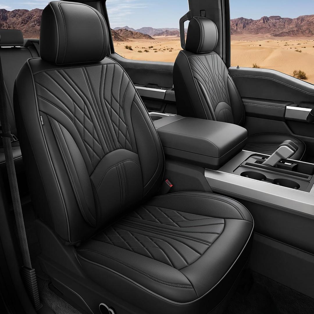 FREESOO Leather Seat Covers for Ford F150 SuperCrew/Crew Cab 2015-2026