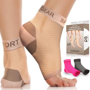 Physix Gear Plantar Fasciitis Socks for Men & Women, Best Foot discomfort & Arch Support Planter Facetious Socks, Compression Foot Sleeves Planter Fasciated Socks for, Beige/Nude (1 Pair), S/M