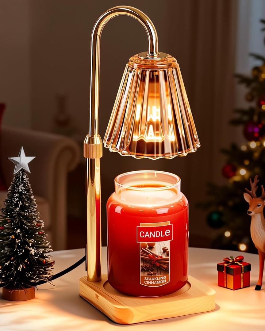 Marycele Candle Warmer Lamp with Timer for Yankee Candles, Adjustable Height Wax Melt Warmer, Birthday Gifts for Mom Women Sister, Vintage Amber Glass Lamp, Thanksgiving Decorations for Home Decor