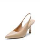 DREAM PAIRS Women's Heels Slingback Stiletto Pumps Shoes Pointed Closed Toe Kitten Heels Dress Bridal Elegant Wedding Sexy Party,Size 7,Nude-Pu,DWUMPU2510