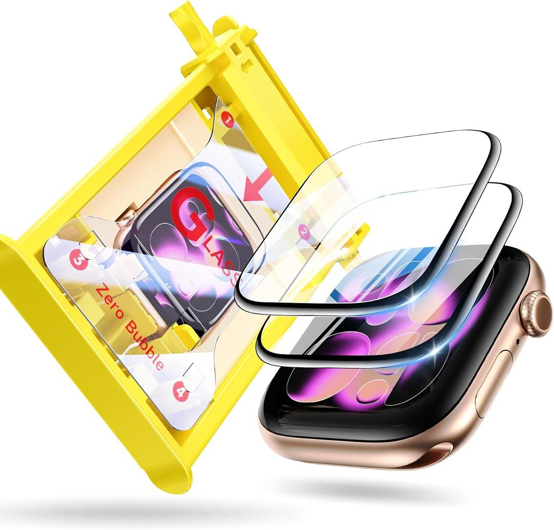 9H+ Glass for Apple Watch Series 11/10 Screen Protector 46mm, 2 Pack Tempered Glass Automatic Align Tech 0 Bubble 3D Full Coverage Waterproof Film, Strong Adhesion for iWatch Cover Accessories