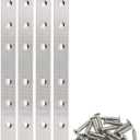 4 Pack Flat Mending Plate for Wood, Stainless Steel Straight Brackets, Pack of 2