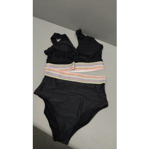 Womens High Waisted Bikini Set Tummy Control Color Block Bathing Suits Twist Front Two Piece Swimsuits Large