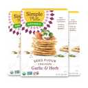 Simple Mills Organic Seed Crackers, Garlic & Herb, Gluten Free, Flax Seed, Sunflower Seeds, Corn Free, Low-Calorie Snacks, Plant Based, Nutrient Dense, 4.25oz, 3 Count (EXP 11/19/25)