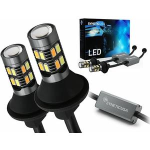 Syneticusa Type 2 Switchback Canbus 3157 LED Bulbs 3057 3457 4157 Dual Color Amber/White Anti Hyper Flash Built-in Resistor Error Free Turn Signal Lights and DRL/Parking Lights, Pack of 2 (20 LEDs)