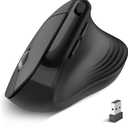 PINKCAT Wireless Vertical Mouse, 2.4G Advanced Ergonomic Mouse with USB Receiver, Wireless Silent Ergo Mouse, Compatible for Laptop, PC, Desktop, Mac, Black