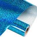 HTVRONT Holographic Glitter Permanent Vinyl, 12" x 10ft Sparkle Blue Permanent Adhesive Vinyl, Easy to Weed & Transfer Glitter Roll Compatible with Cricut Cutting Machine, Crafts, Silhouette, Decal