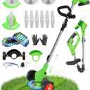 Electric Weed Wacker, Foldable Cordless Weed Eater Battery Powered, 3-in-1 Stringless Lightweight Brush Cutter Grass Trimmer Lawn Tool with Adjustable Length for Garden and Yard (Green)