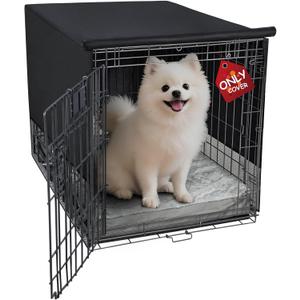 Explore Land Breathable Dog Crate Cover - 4 Sides Mesh Ventilation, Basic Pet Kennel Cover, All Sides Open, Universal Fit for 1 2 3 Doors 24 inches Wire Dog Crate (Black)