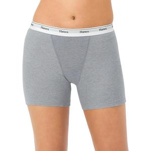 Hanes Women's Mid-Thigh Boxer Brief Pack, Stretch Cotton Underwear, 4-Pack, Size: 5/S, Color: Grey/White/Dark Grey/Light Pink