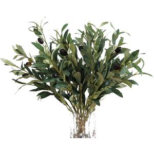 5PCS Artificial Olive Branches for Vases 18.9 Inch Faux Olive Tree Stems with Fruits,Fake Plants Greenery Leaves for Home Decor Weddings Party Floral Arrangement