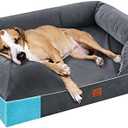 URPET Orthopedic Dog Bed Full Memory Foam, 36x28 inches, Grey, Waterproof Liner, Removable Cover, CertiPUR-US Certified