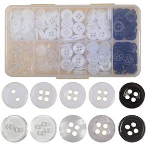 200Pcs Resin Buttons Children's Sweater Shirt Sewing Buttons, 11.5mm Transparent Round 4-Hole Buttons Decorative Button Accessories with Storage Box, for Variety Clothing Sewing, DIY Craft