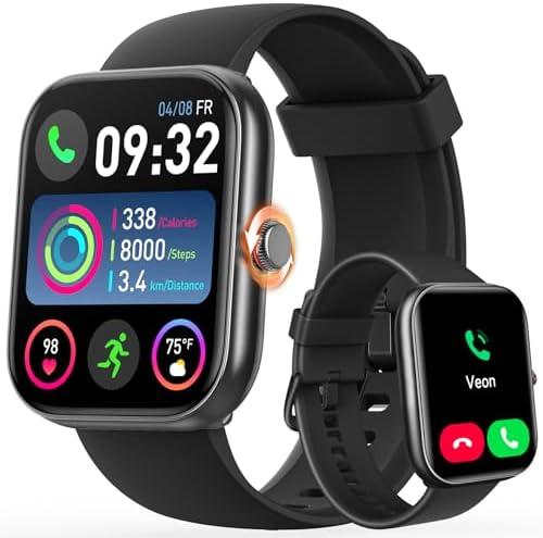 ENOMIR Smart Watch for Women Men (Answer/ Make Calls) Compatible with iPhone/ Android/ Samsung, Alexa Built-in, [1.91" HD Screen] Waterproof Fitness Watch with Heart Rate/ Sleep/ SpO2 Monitor(Black)