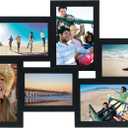 Malden International Designs Crossroads Puzzle Collage Picture Frame, 6 Option, 3-3.5x5 & 3-4x6, Black