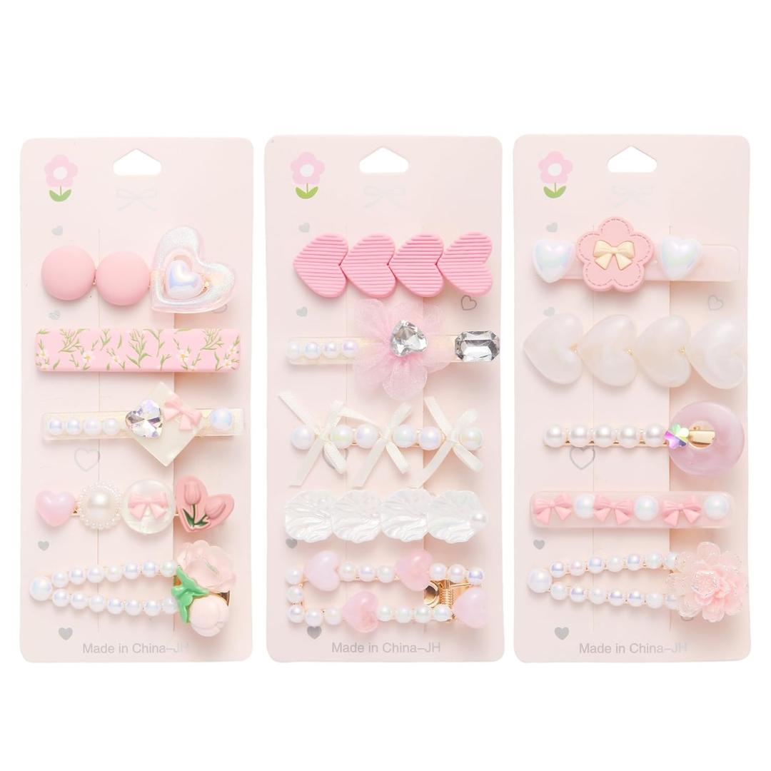 3 pack Hair Clips for Girl and Women 2.36 inch Fashion Hair Clips Set Pearl Acrylic Resin Hair Accessories for Thick Hair