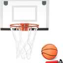  Mini Indoor Basketball Hoop, Over The Door Backboard and Rim, 18" x 12"
