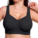 ProKloud Jelly Bras for Women No Underwire Wireless Bra with Support and Lift Full Coverage Plus Size Comfy Seamless Bra (Black, 4XL)