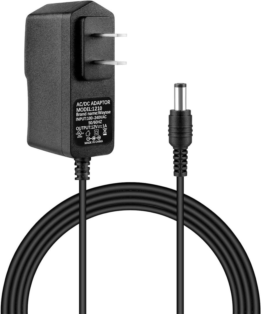 12V 1A Power Supply Adapter, Waysse 1000mA 12W AC DC Adapter,12W AC Switching Adapter Slim Design DC 12V Power Cord for CCTV Camera, LED Strip Light, Routers, Speakers, Home Appliances, Scanner