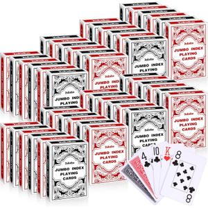 Zubebe 48 Pack Playing Cards Bulk Deck of Cards Jumbo Index Red and Black Standard Poker Size Travel Playing Item for Activities Party Supplies Games Novelty Gift