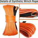 Synthetic Winch Rope 5/16 Inch x 100ft 12000LBS Synthetic Winch Line Cable Rope for Off Road ATV UTV SUV (Orange)