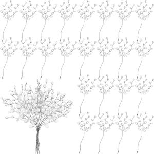 Jetec 60 Pieces Artificial Bouquets with Acrylic Bead Drop Crystal Flower Stem Branches Beaded String Bridal Picks, Decoration for Wedding DIY Crafts