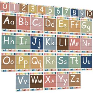 Bulletin Board Letters - ABC Alphabet Poster Classroom Decor Set Preschool English Poster Kindergarten/Primary School Classroom Wall Decor Daycare/Homeschool Supplies 10inx5.5in (Bohemia)