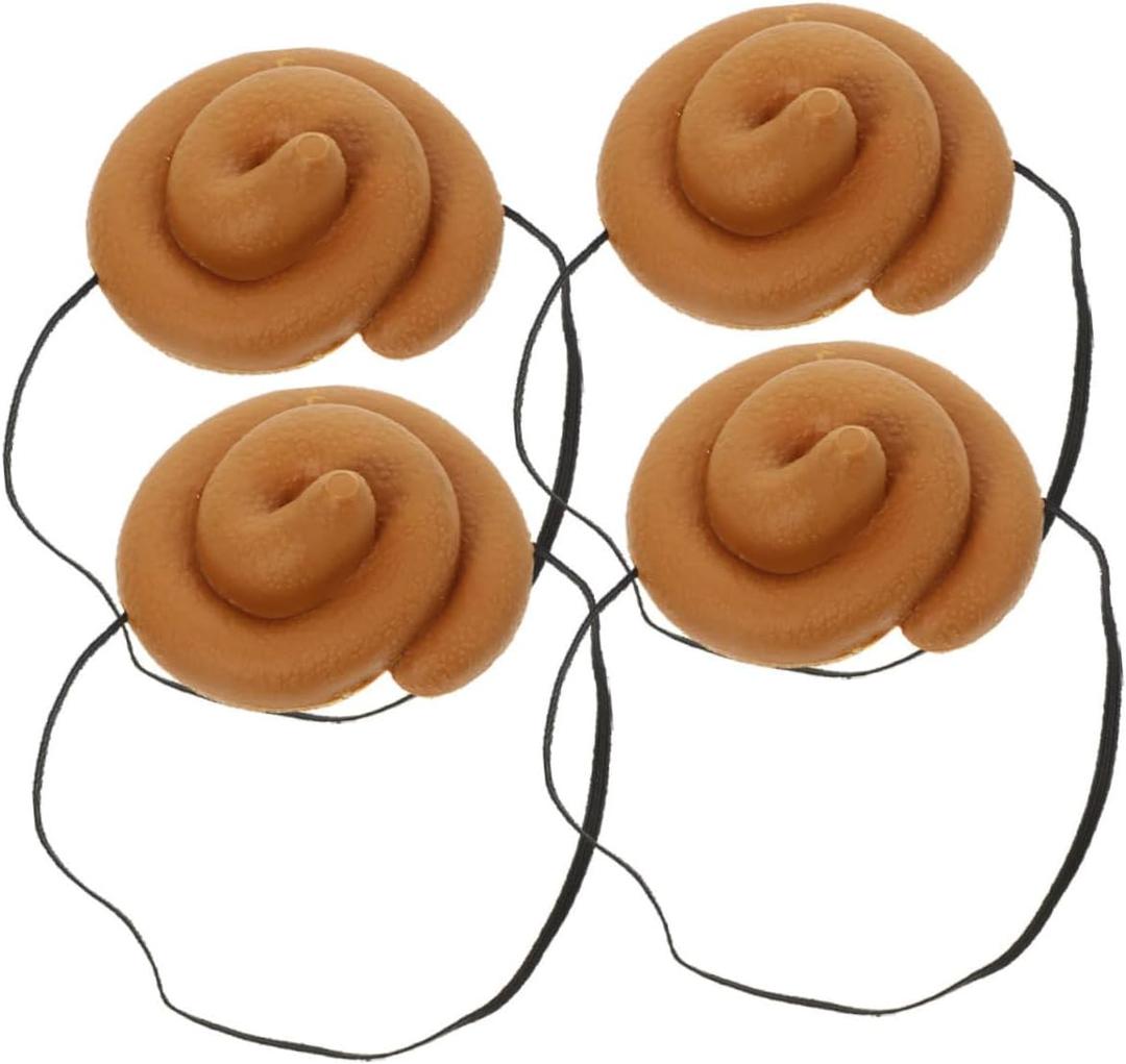 4Pcs Cartoon Poop Hat Funny Costume Headgear for Parties Realistic Poop Design for Cosplay Games Interactive Fun for Halloween Events Novelty Poop Props