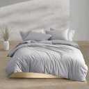 Calvin Klein - King Comforter Set, Modern Cotton Washed Percale Bedding with Matching Shams, Oeko-Tex Certified (Washed Percale Steel Blue, King)