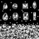 Dilunave 240 Pieces Large Sew on Rhinestones Clear Glass Crystal Gems Diamond Stone Metal Back Prong Setting Crafts Mix Shapes Claw for Jewelry, Clothes, Shoes, Costume (Clear White)