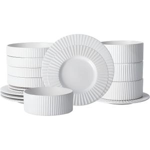 Christian Siriano Lusso 16-Piece Dinnerware Set Stoneware, White (16-Piece - Service for 4)