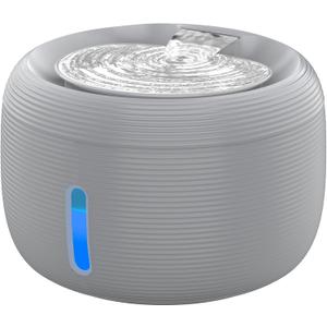 SIBAYS 3.5L/118oz Large Capacity Cat Water Fountain, Automatic Quiet Pet Water Fountain for Cats Indoor Cat Drinking Fountain, Dog Water Bowl Dispenser with LED Light & Water Level Window(FS77, Grey)