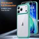 4 x TAURI for iPhone 17 Pro Case, Full Camera Protection with Screen Protector, Anti-Yellowing Military-Grade Protection Shockproof Slim Phone Case for iPhone 17 Pro, Green