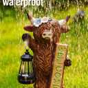 Highland Cow Statue for Garden Decor: Outdoor Welcome Cattle Lantern Decoration for Yard Lawn Balcony Patio Ornament - Gifts for Mom Women Grandma(Brown)
