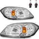 Headlights W/Bulbs for 2005 2006 2007 2008 2009 2010 Chevy Cobalt/2005-2006 Pontiac Pursuit/2007-2009 Pontiac G5(Bulbs included) Halogen Headlamp Replacement Driver & Passenger Side