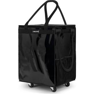 Reusable Grocery Bag on 4 Wheels, 70L Foldable Rolling Tote Bag with 3 Handles and Zipper, Rolling Shopping Cart for Groceries, Storage, Laundry, Travel, Organizer, 76lb. Large