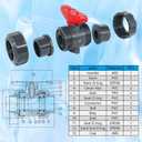 PVC Union Ball Valve, 1" Inch (DN25) True Union Full Flow Ball Valve with ASTM EPDM O-ring, Slip Socket, Full Port for Water System