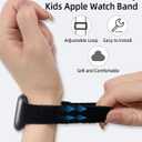 OWKEY Braided Solo Loop Compatible with Kids Apple Watch Band, Stretchy Breathable Strap with Easy Buckle for iWatch Series 9 8 7 6 5 4 3 SE SE2 SE3 Girls Boys Small Wrists