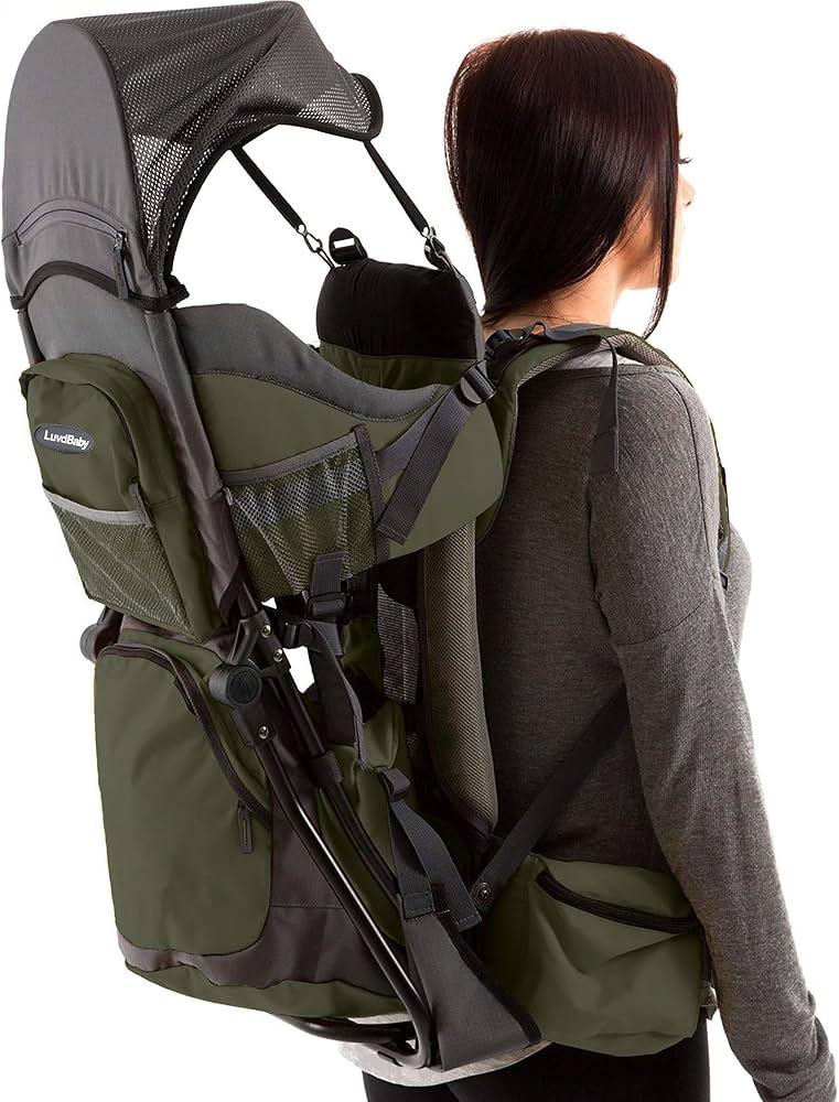 Hiking Baby Carrier Backpack - Comfortable Toddler/Baby Backpack Carrier System with Diaper Change Pad, Insulated Pocket + Rain and Sun Hood to Protect Your Child