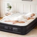 Air Mattress - Inflatable Blow Up Airbed with Built-in High Capacity Pump, Double Height, Non-Slip Bottom Design, Weight Capacity 660 lbs Air Bed for Home or Camping - Black,White (78"L x 58"W x 22"Th)