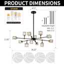 KUSSCO Modern Sputnik Chandeliers 12-Light Crystal Chandelier Adjustable Height Black and Gold Pendant Light Sputnik Ceiling Light Fixture for Kitchen Island Dining Room Living Room Bedroom G9 Base