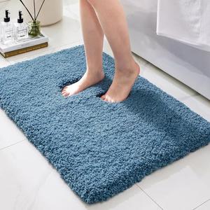 Bathroom Rugs Blue Machine Washable Bath Mat for Bathroom Floor Thick Fluffy Absorbent Bath Rug for Bathtub Non Slip Carpet for Shower
