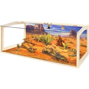 PROLEE Bearded Dragon Tank, Lizard Tank with Clear Tempered Glass Roof, Anti-Scratch Reptile Enclosure, Reptile Tank Built-in Light Fixtures with Switch (48X20X20inch,80 Gallons)