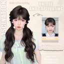 2PCS Curly Ponytail Extension with Elastic Tie 17 Inch Resistant Synthetic Natural Wavy Hairpiece Pony Tail Hair Extensions Wave Fake Ponytail Hairpieces for Women Daily WearBrown