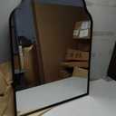 Arched Scalloped Mirror, 18×24Inch Black Mirror for Bathroom, Wavy Wall Mounted Vanity Mirror with Aluminum Alloy Frame for Livingroom Bedroom and Entryway, Tempered Glass