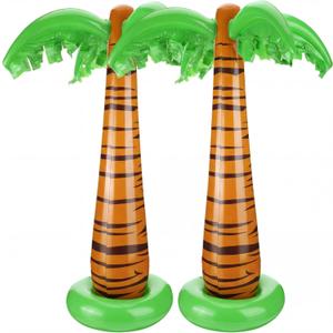 TecUnite 2 Pack Inflatable Palm Trees 35 Inch Jumbo Coconut Trees Beach Backdrop Favor for Summer Beach Hawaiian Tropical Birthday Backyard Pool Luau Party Decoration Photo Booth Prop Accessory