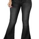 CuteCherry Bell Bottom Jeans for Women Ripped Skinny Bell Bottom Raw Hem Denim Pants (3X-Large, Black-2402)