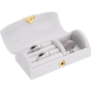 uxcell Small Travel Jewelry Box, Ring Box Jewelry Holder Portable Jewelry Storage Organizer Case for Rings Necklace Earrings Gift for Women Girls with Gift Box, Grey