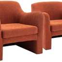 COLAMY Upholstered Accent Chair for Living Room  Modern Accent Armchair with Back, Comfy Single Sofa Arm Chair for Bedroom/Office/Reception Area/Reading Spaces, Red