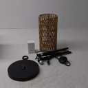 Floor Lamp for Living Room,Farmhouse Rattan Floor lamp,Modern Standing lamp with Hand-Worked Rattan Shade,Black Tall Lamp with Foot Switch
